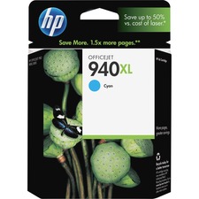 HP 940XL (C4907AN#140) Original Ink Cartridge - Single Pack - Inkjet - 1400 Pages - Cyan - 1 Each