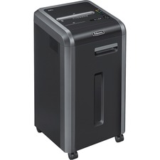 Fellowes Powershred® 225i 100% Jam Proof Strip-Cut Shredder - Continuous Shredder - Strip Cut - 22 Per Pass - for shredding Staples, Credit Card, CD, DVD, Paper Clip, Junk Mail, Paper - 0.219" Shred Size - P-2 - 16 ft/min - 9.50" Throat - 16 gal Wastebin Capacity - Black, Dark Silver