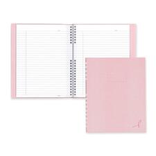 Blueline Pink Ribbon Collection NotePro Notebook - 150 Sheets - Double Wire Spiral - Ruled Margin - 7 1/4" x 9 1/4" - White Paper - Pink Cover - Micro Perforated, Index Sheet, Self-adhesive, Pocket - Recycled - 1 Each