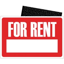 U.S. Stamp & Sign For Rent Sign Kit - 1 Each - English - For Rent Print/Message - 12" (304.80 mm) Width x 8" (203.20 mm) Height - Rectangular Shape - White Print/Message Color - Plastic - Outdoor - White, Red