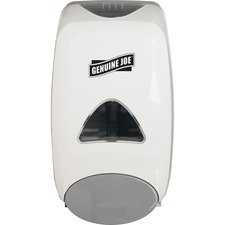 Genuine Joe 1250 ml Foam Soap Dispenser - Manual - 1.32 quart Capacity - Site Window, Soft Push, Sanitary-sealed, Refillable - White - 1Each