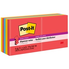 Post-it® Super Sticky Dispenser Notes - Playful Primaries Color Collection - 900 - 3" x 3" - Square - 90 Sheets per Pad - Unruled - Candy Apple Red, Blue Paradise, Sunnyside - Paper - Self-adhesive, Repositionable - 10 / Pack