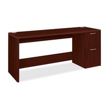 HON Attune Laminate Series Credenza - 2-Drawer - 72" x 24" x 29.5" - 2 Drawer(s) - Single Pedestal on Right Side - Material: Wood Grain - Finish: Laminate, Mahogany - Grommet