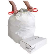 Genuine Joe Flexible Drawstring Trash Can Liners - Small Size - 49.21 L - 24" (609.60 mm) Width x 25.13" (638.17 mm) Length x 0.90 mil (23 Micron) Thickness - Low Density - White - Resin - 60/Carton