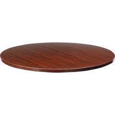 Lorell Essentials Conference Tabletop - Laminated Round, Mahogany Top - Contemporary Style x 41.38" Table Top Width x 41.38" Table Top Depth x 1" Table Top Thickness - Assembly Required - Wood Top Material - 1 Each