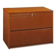 Lorell Two Drawer Lateral File - 36" x 24"29" - 2 Drawer(s) - Fluted Edge - Material: Hardwood - Finish: Cherry, Veneer - Security Lock, Ball-bearing Suspension, Grommet, Durable, Modesty Panel, Cord Management - For Office