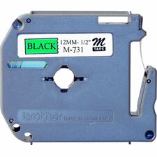 Brother P-touch Nonlaminated M Series Tape Cartridge - 1/2" Width x 26 1/5 ft Length - Rectangle - Direct Thermal - Green, Black - 1 Each