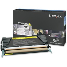 Lexmark C734A2YG Laser Toner Cartridge - Yellow - 1 Each - 6000 Pages