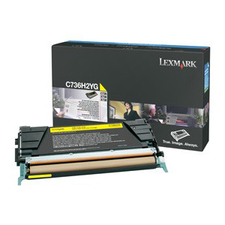 Lexmark C736H2YG High Yield Laser Toner Cartridge - Yellow - 1 Each - 10000 Pages