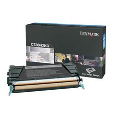 Lexmark C736H2KG High Yield Laser Toner Cartridge - Black - 1 Each - 12000 Pages