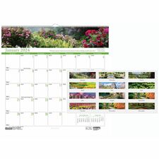 House of Doolittle Earthscapes Gardens Wall Calendar - Julian Dates - Monthly - 1 Year - January 2024 - December 2024 - 1 Month Single Page Layout - 12" x 12" Sheet Size - 1.63" x 1.63" Block - Wire Bound - White - Paper, Chipboard - Reference Calendar, Eyelet - 1 Each