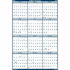 House of Doolittle Dated 66" Laminated Wall Planner - Julian Dates - Yearly - 12 Month - January 2025 - December 2025 - 66" x 33" Sheet Size - 2" x 2.25" Block - Blue, Gray - Paper - Laminated - 1 Each