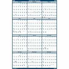 House of Doolittle Write-on Laminated Wall Planner - Professional - Julian Dates - Yearly - 12 Month - January 2024 - December 2024 - 18" x 24" Sheet Size - 0.75" x 1" Block - Blue, Gray - Paper - 18" Height - Laminated, Erasable, Write on/Wipe off, Reminder Section - 1 Each
