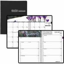 House of Doolittle Earthscapes Gardens Weekly Monthly Planner - Julian Dates - Weekly, Monthly - 1 Year - January 2024 - December 2024 - 8:00 AM to 5:00 PM - Hourly - 7" x 10" Sheet Size - Wire Bound - Paper - Black Cover - 1 Each