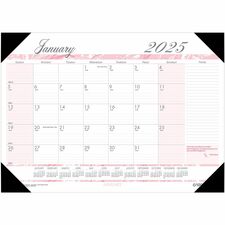 House of Doolittle Breast Cancer Awareness Compact Desk Pad - Julian Dates - Monthly - 12 Month - January 2024 - December 2024 - 1 Month Single Page Layout - 18 1/2" x 13" Sheet Size - 2.12" x 1.75" Block - Desk Pad - Pink - Paper, Vinyl - Notepad, Reference Calendar - 1 Each