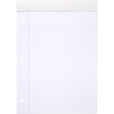 Mead Writing Pads - Letter - 70 Sheets - 140 Pages - College Ruled - 0.34" Ruled - 20 lb Basis Weight - Letter - 8 1/2" x 11" - White Paper - Heavyweight, Micro Perforated, Stiff-back, Heavy Duty Cover, Stiff-back, Cardboard Back, Portable, Easy Tear - 1 Each