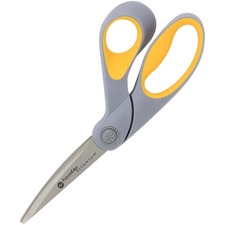 Acme United ExtremEdge Adjustable Tension Titanium Bonded Scissors, 9" Bent, Gray - 4.50" (114.30 mm) Cutting Length - 9" (228.60 mm) Overall Length - Bent-left/right - Titanium - Round Tip - Gray/Yellow - 1 Each
