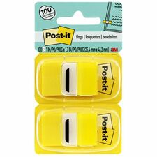 Post-it® Yellow Flag Value Pack - 600 x Yellow - 1" x 1 3/4" - Rectangle - Unruled - Yellow - Removable, Writable, Repositionable - 12 / Box