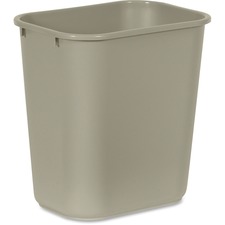 Rubbermaid Commercial 28 QT Medium Deskside Wastebasket - 7 gal Capacity - Rectangular - Durable, Dent Resistant, Rust Resistant, Easy to Clean - 15" Height x 10.5" Width x 14.5" Depth - Plastic - Beige - 1 Each