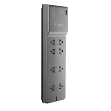 Belkin 8-Outlet Surge Protector - 8ft Cord - Right Angle Plug - 2500 Joules - Black - Receptacles: 8 x NEMA 5-15R - 2500J