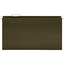 Business Source 1/5 Tab Cut Legal Recycled Hanging Folder - 8 1/2" x 14" - Poly - Green - 100% Recycled - 25 / Box