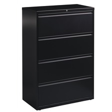 Lorell Lateral Files - 4-Drawer - 36" x 18.6" x 52.5" - 4 x Drawer(s) for File - Letter, Legal, A4 - Lateral - Ball-bearing Suspension, Leveling Glide, Label Holder, Interlocking - Black - Steel - Recycled