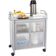 Safco Impromptu Refreshment Cart - 4 Casters - x 34" Width x 21.3" Depth x 36.5" Height - Steel Frame - Gray - 1 Each