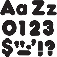 Trend Black 4" Casual Combo Ready Letters Set - Skill Learning: Number, Alphabet, Symbol - 20 x Number, 82 x Lowercase Letters, 50 x Uppercase Letters, 29 x Punctuation Marks Shape - Casual Style - Fade Resistant, Reusable, Easy to Use, Durable - Black - 1 / Pack