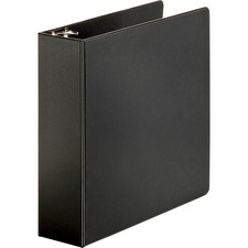 Business Source Basic Round-ring Binder - 3" Binder Capacity - Letter - 8 1/2" x 11" Sheet Size - 3 x Round Ring Fastener(s) - Inside Front & Back Pocket(s) - Vinyl - Black - 544.3 g - Exposed Rivet, Non Locking Mechanism, Sheet Lifter, Open and Closed Triggers - 1 Each