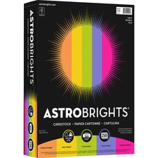 Astrobrights Colored Cardstock - "Happy" 5-Color Assortment - Letter - 8 1/2" x 11" - 65 lb Basis Weight - 250 / Pack - FSC