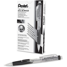 Pentel .5mm Twist Erase Click Mechanical Pencil - #2 Lead - 0.5 mm Lead Diameter - Refillable - Transparent, Black Barrel - 1 / Each