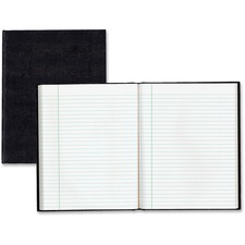 Blueline EcoLogix Executive Notebooks - 150 Sheets - Perfect Bound - Ruled Red Margin - 7 1/4" x 9 1/4" - White Paper - Black Cover - Hard Cover, Unpunched - Recycled - 1 Each