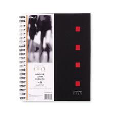 Hilroy 06016 Cambridge City Notebook - 70 Sheets - Twin Wirebound - 6 1/2" x 9 1/2" - White Paper - BlackPoly Cover - Perforated, Durable Cover - 1 Each