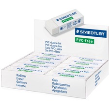 Staedtler PVC Free Eraser - 2.56" (65 mm) Width x 0.51" (13 mm) Height x 0.91" (23 mm) Depth x - 20 / Box - Latex-free, Smudge-free, PVC-free