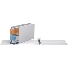 QuickFit QuickFit Angle D-ring Deluxe Ledger Spreadsheet View Binder - 3" Binder Capacity - 11" x 17" Sheet Size - D-Ring Fastener(s) - Suede - White - Recycled - Locking Mechanism, Spine Label, Antimicrobial, Durable, Clear Overlay, Heavy Duty - 1 Each