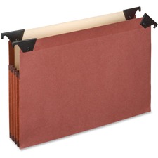 Esselte Premium Reinforced File Pockets with Swing Hooks - Letter - 8 1/2" x 11" Sheet Size - 3 1/2" Expansion - Red Fiber, Manila - Redrope - 5 / Pack