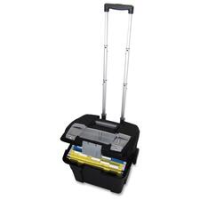 Storex Mobile File Cart - Telescopic Handle - 20.41 kg Capacity - 13" Length x 15.3" Width x 15.5" Depth Height - Black - Fits Letter Size Hanging Folders - 1 Each