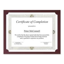 First Base Letter Certificate Holder - 8 1/2" x 11" - Linen - Burgundy - 25 / Pack