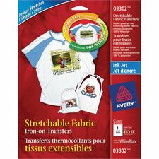 Avery® Stretchable T-Shirt Transfers - Letter - 8 1/2" x 11" - Matte - 30 / Carton - Crack Resistant, Fade Resistant, Washable - Clear