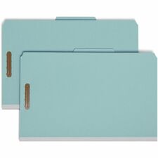 Smead 19021 2/5 Tab Cut Legal Recycled Classification Folder - 8 1/2" x 14" - 2" Expansion - 6 x 2K Fastener(s) - 1" Fastener Capacity, 2" Fastener Capacity - Top Tab Location - Right of Center Tab Position - 2 Divider(s) - Pressboard - Blue - 100% Recycled - 5 / Carton