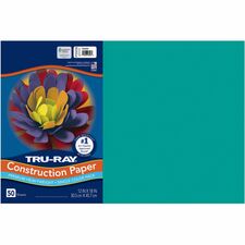 Tru-Ray Construction Paper - Project, Bulletin Board - 18" Width x 12" Length - 50 / Pack - Turquoise - Sulphite