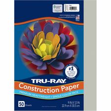 Tru-Ray Construction Paper - Project, Bulletin Board - 12"Width x 9"Length - 50 / Pack - Gray - Sulphite
