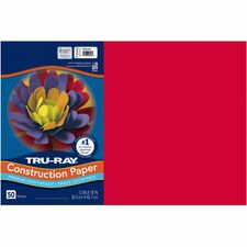 Tru-Ray Construction Paper - Bulletin Board - 12" Width x 18" Length - 50 / Pack - Festive Red - Sulphite, Fiber