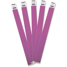 Advantus Tyvek® Wristbands - 3/4" Width x 10" Length - Rectangle - Purple - Tyvek - 100 / Pack - Adhesive Closure