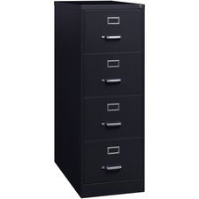 Lorell 60198 Vertical File Cabinet - 18" x 26.5" x 52" - Steel - 4 x File Drawer(s) - Legal - Lockable, Cord Management, Ball-bearing Suspension, Heavy Duty - Black