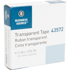 Business Source 1/2" All-purpose Transparent Glossy Tape - 36 yd Length x 0.50" Width - 1" Core - For Mending, Protecting - 1 / Roll - Clear