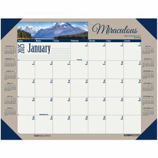 House of Doolittle Earthscapes Motivational Desk Pad - Julian Dates - Monthly - 12 Month - January 2025 - December 2025 - 1 Month Single Page Layout - 22" x 17" Sheet Size - Desk Pad - Leatherette, Paper - 1 Each