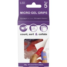 LEE Tippi Micro-Gel Fingertip Grips - #5 with 0.62" Diameter - Small Size - Assorted - 10 / Pack