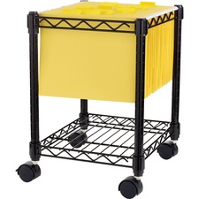 Lorell Compact Mobile Wire Filing Cart - 4 Casters - x 15.5" Width x 14" Depth x 19.5" Height - Metal Frame - Black - 1 Each