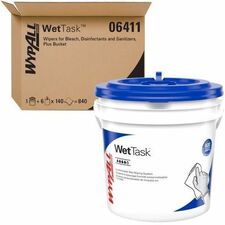 Wypall CriticalClean WetTask Wipers & Bucket - For Multi Surface - 6" Length x 12" Width - 140 / Roll - 6 / Carton - Pre-moistened - White